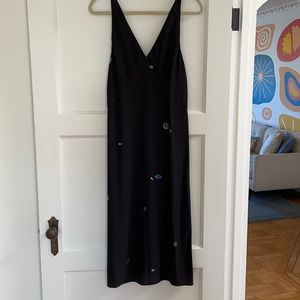 Veda Black Printed Slip Dress